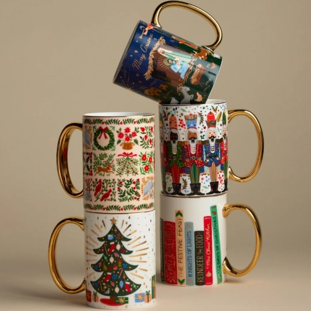 NWT Rifle Paper Co. Festive Book Club Mug